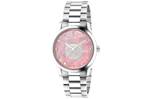 GUCCI G Timeless Collection Wrist Watches Quartz Movement Stainless Steel Watchband Pink Watch Dial Women's Watch