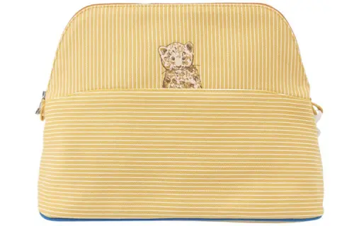 HERMES Cotton Canvas Bag Storage Bag Clutch Makeup Bag Medium Women's Yellow