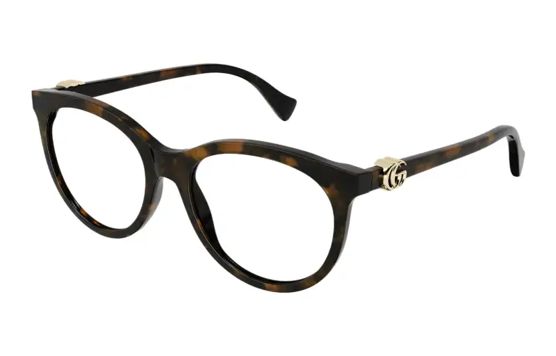 GUCCI Fashion Plate Oval Prescription Glasses Women's Tortoiseshell