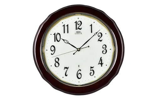 SEIKO Seiko 13-inch silent high-end EMBLEM solid wood living room office quartz wall clock AHS521B quartz movement wall clock same style for men and women white