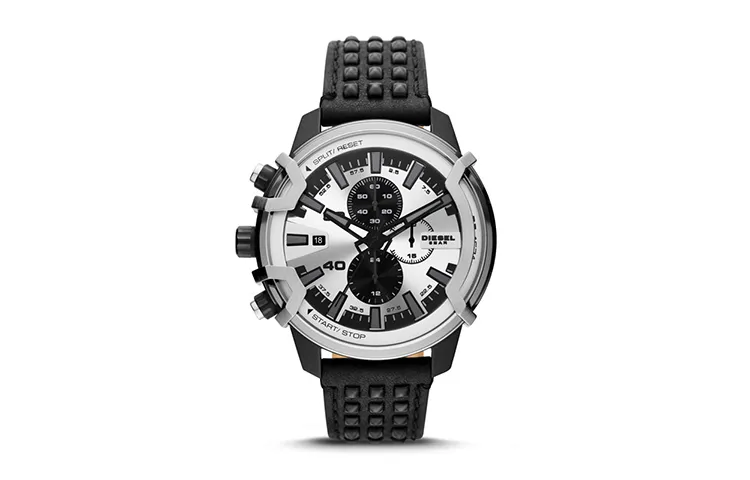 DIESEL Wrist Watches Quartz Movement Leather Strap Silver Dial Men's Watches