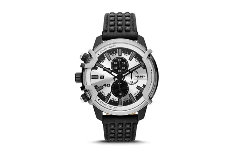 DIESEL Wrist Watches Quartz Movement Leather Strap Silver Dial Men's Watches
