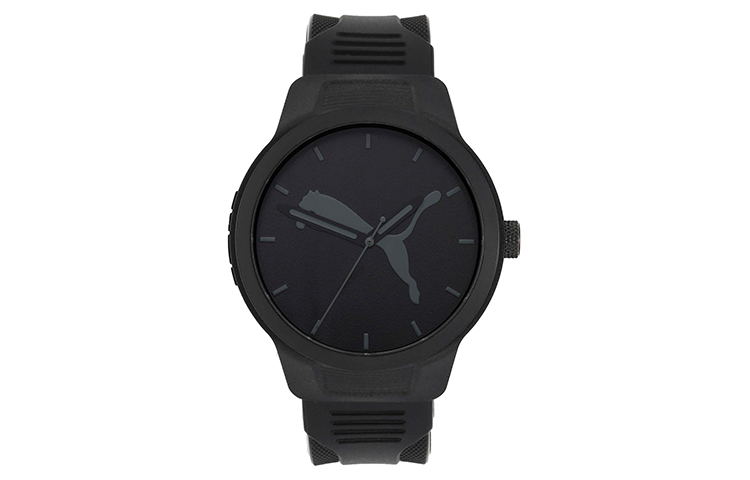 PUMA Reset Series Wrist Watches Quartz Movement Rubber Strap 43mm Black Dial Men's Watches P5004 BLACK