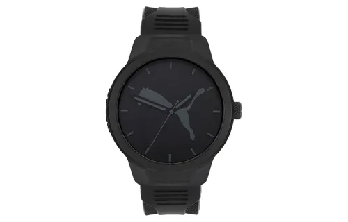 PUMA Reset Series Wrist Watches Quartz Movement Rubber Strap 43mm Black Dial Men's Watches P5004 BLACK