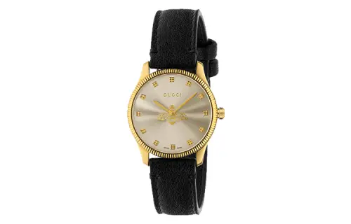 GUCCI G Timeless Collection Wrist Watches Quartz Movement Leather Strap 29mm Gold Dial Women's Watch