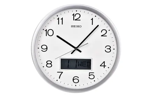 SEIKO Seiko Silent Sweep Second Calendar Digital Clock Living Room Electronic Clock Home Wall Clock Quartz Movement Plastic Wall Clock Men and Women Same Style White QXL007S