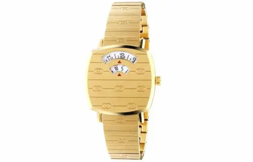 GUCCI Grip Collection Wrist Watches Quartz Movement Stainless Steel Strap Gold Dial Women's Watch