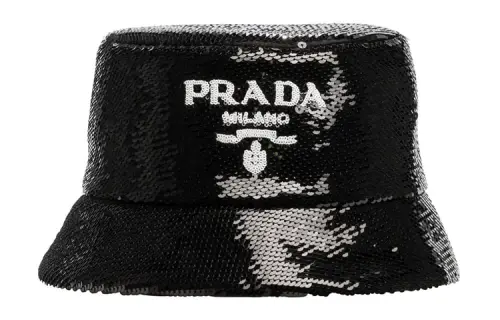 PRADA Sequins Logo Bucket Hat