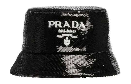 PRADA Sequins Logo Bucket Hat