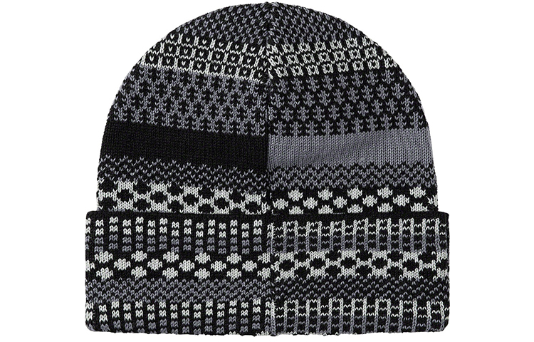 Шапка Supreme FW20 Week 6 Multi Pattern Beanie (черно-серая/цветная) — фото 2