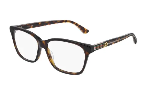 GUCCI Plate Rectangular Prescription Glasses Women's Havana