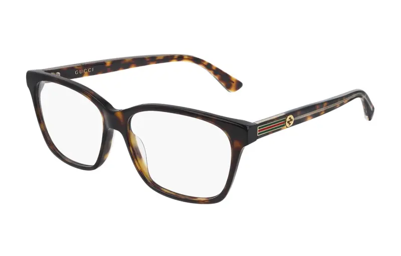 GUCCI Plate Rectangular Prescription Glasses Women's Havana