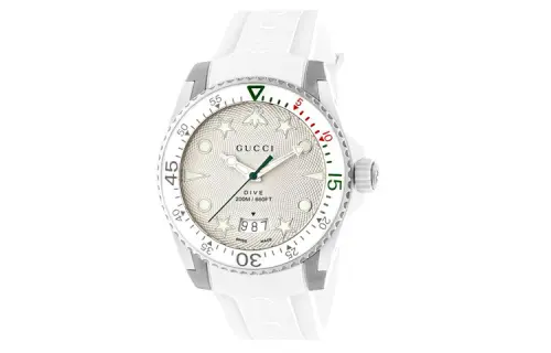 GUCCI Dive Collection Wrist Watches Quartz Movement Rubber Strap White Dial Men's Watches