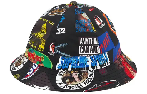 Supreme Polyester Bucket Hats Unisex Black/Red/Khaki Print/Black Print