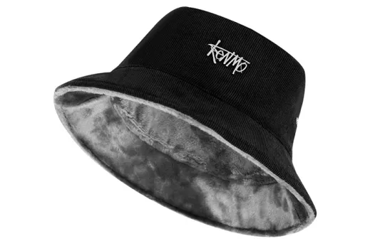 KENMO Fleece Lined Skin Friendly Thermal, Metal Logo, Large Head Circumference Polyester Bucket Hats Unisex