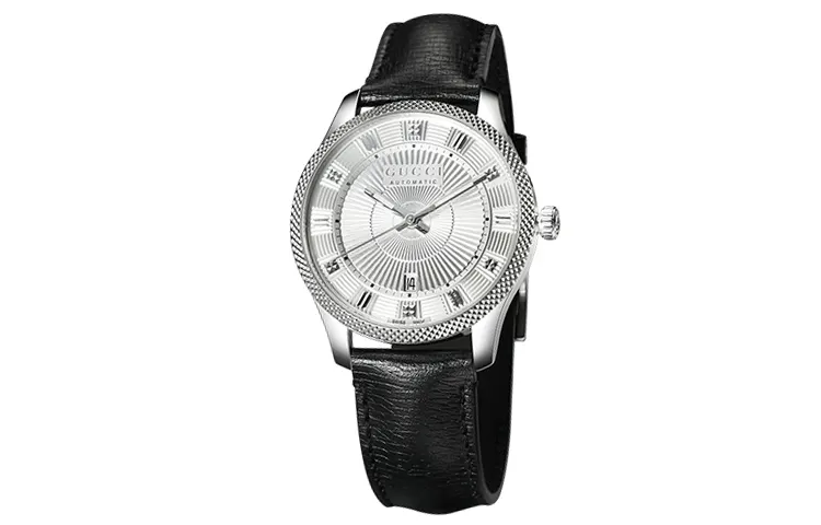 GUCCI Wrist Watches Automatic Mechanical Movement Genuine Leather Strap 40mm Silver Dial Men's Watches