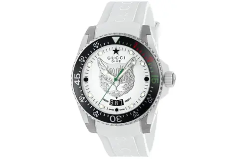 GUCCI Dive Collection Wrist Watches Quartz Movement Rubber Strap White Dial Men's Watches 200m Waterproof