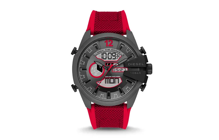 DIESEL MEGA CHIEF Collection Armor Series Wrist Watches Quartz Movement Silicone Strap Black Dial Men's Watches DZ4551