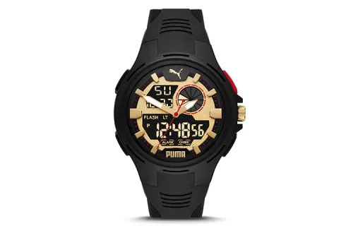 PUMA Wrist Watches Quartz Movement Silicone Strap Gold Dial Men's Watches P5078