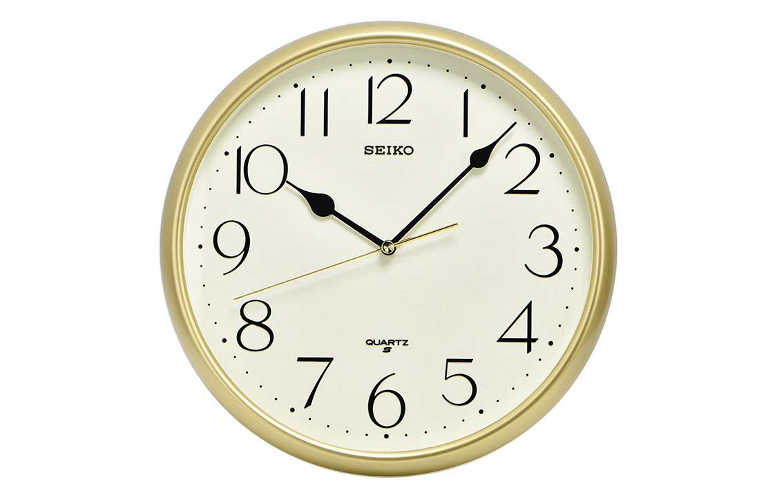 SEIKO Seiko 11-inch wall clock for living room and bedroom, fashionable, versatile, silent, simple, round, quartz movement, polyester plastic case, wall clock, same style for men and women, white QXA747G