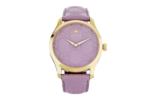 GUCCI G Timeless Collection Wrist Watches Quartz Movement Leather Strap Purple Watch Dial Women's Watch
