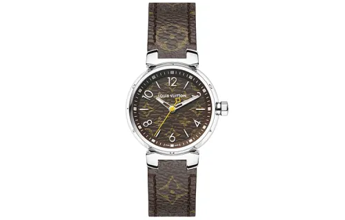 LOUIS VUITTON Wrist Watches Quartz Movement Leather Strap Multicolor Watch Dial Unisex QA070Z