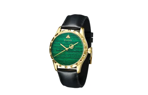 GUCCI G Timeles Collection Wrist Watches Quartz Movement Cow Leather Strap Green Dial Women's Watch