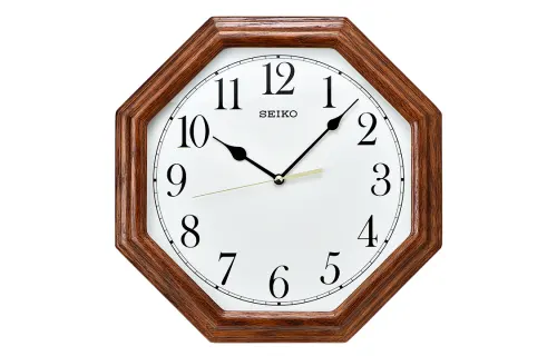Japan Seiko 13-inch solid wood clock office living room clock mute oak gossip-shaped wall clock QXA529B