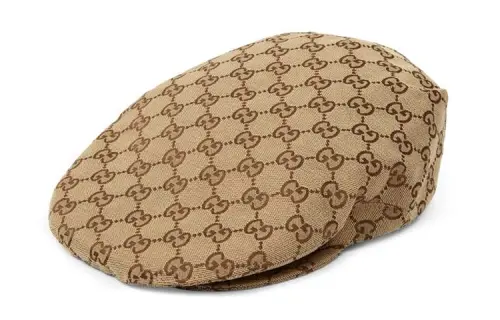 GUCCI Cotton Baseball Caps Men's Beige And Dark Brown