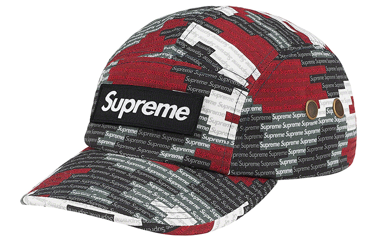 Головной убор Supreme SS21 WEEK 13 Military Camp Cap (черно-зелено-камуфляжный) — фото 16