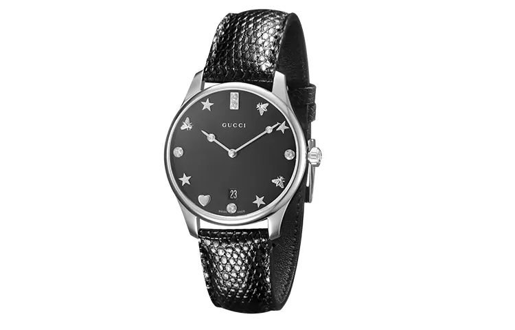GUCCI G Timeless Collection Wrist Watches Quartz Movement Genuine Leather Strap Black Dial Women's Watch