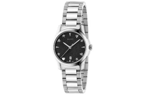 GUCCI G Timeless Collection Wrist Watches Quartz Movement Stainless Steel Strap Black Dial Women's Watch