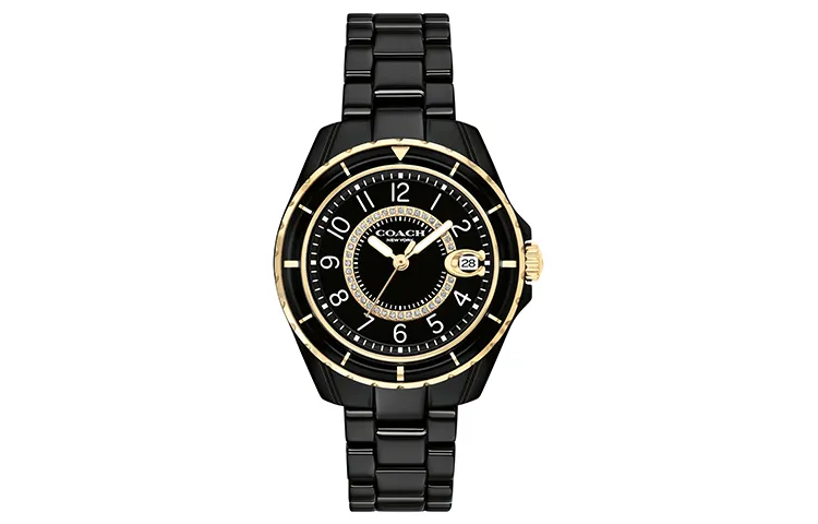 COACH PRESTON Wrist Watches Quartz Movement Ceramic Strap Black Dial Women's Watch 30m Water Resistant