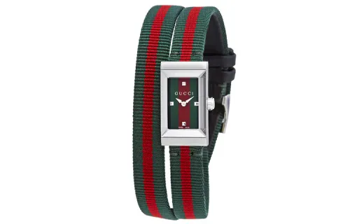 GUCCI Frame Series Wrist Watches Nylon Strap Green Dial Women's Watch 30m Water Resistant
