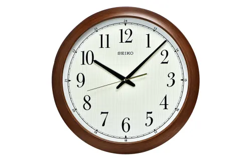 Japanese Seiko wall clock 16-inch imitation wood grain frame European style living room silent sweep second luminous clock QXA698B