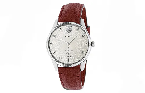 GUCCI G Timeless Collection Wrist Watches Automatic Mechanical Movement Leather Strap White Dial Women's Watch