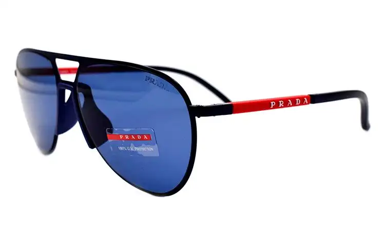 PRADA Dark Blue Alloy Aviator Sunglasses Men's