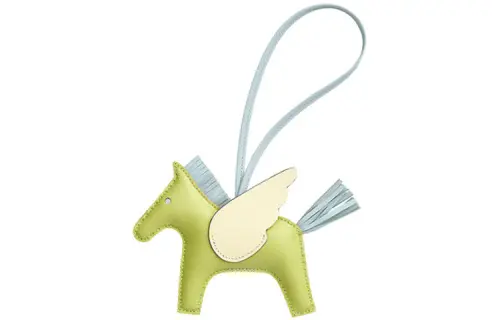 HERMES Rodeo Pegase Lambskin Keychains Unisex Green