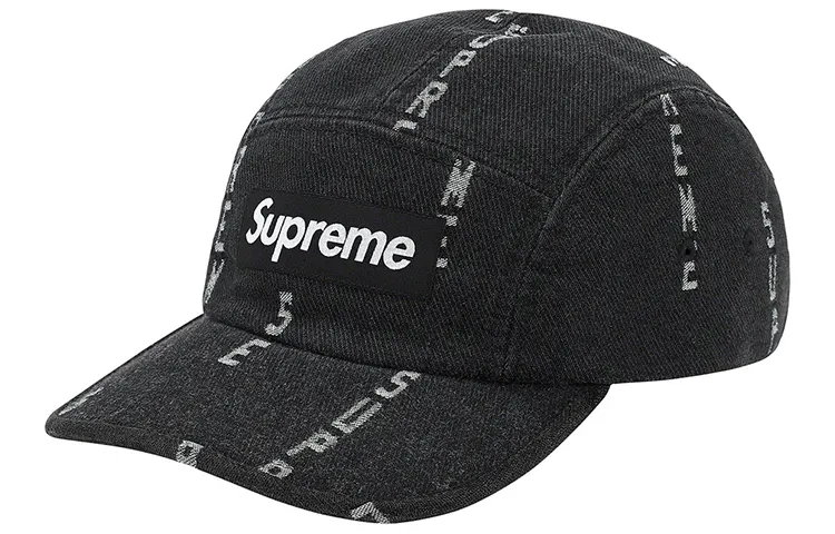 Supreme Logo Stripe Jacquard Denim Camp Cap