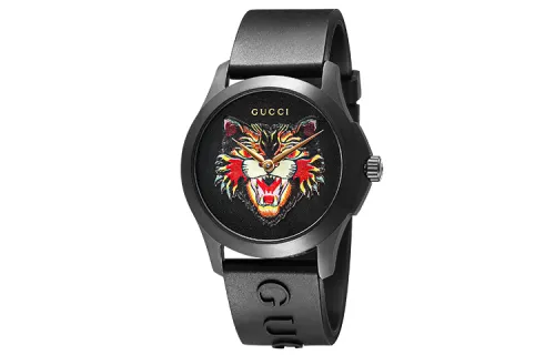 GUCCI G Timeless Collection Wrist Watches Quartz Movement Rubber Strap Black Dial Women's Watch