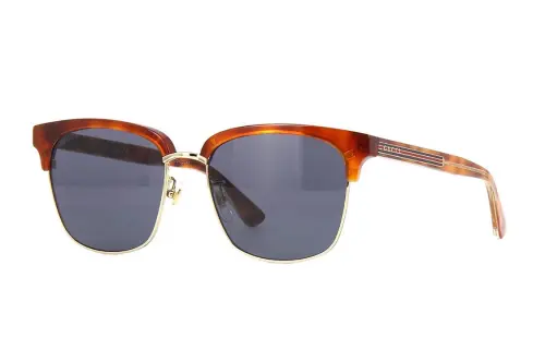 GUCCI Metal Square Sunglasses Men's Brown