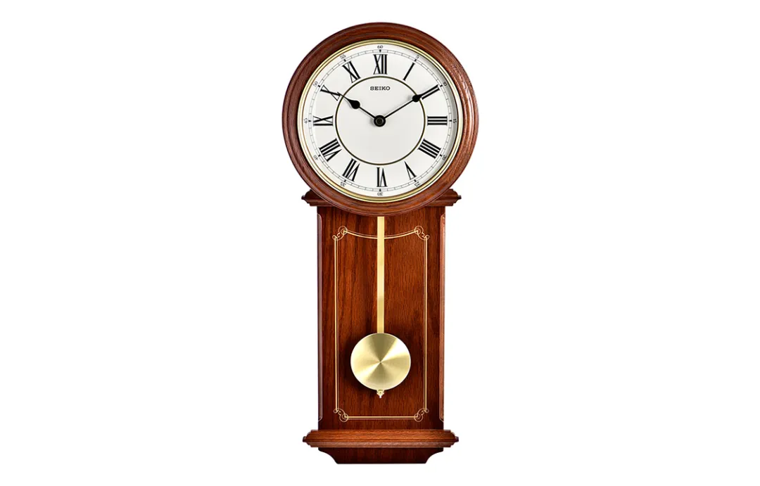 SEIKO Quartz Movement Regular Glass Crystal Wall Clock Unisex White
