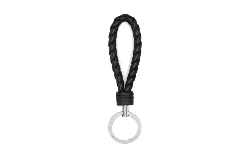 Bottega Veneta Sheepskin Keychains Unisex Black