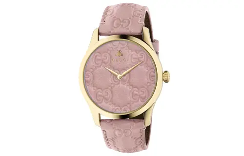 GUCCI Wrist Watches Quartz Movement Leather Strap Pink Watch Dial Women's Watch ['50', 149262]m Waterproof