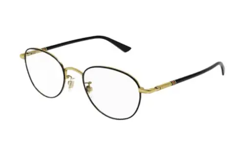 GUCCI Versatile Metal Oval Prescription Glasses Men's Black