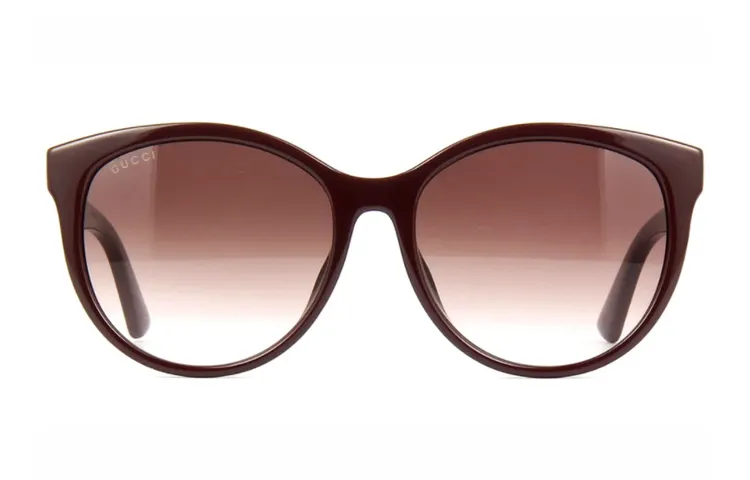 GUCCI Plastic Round Sunglasses Women's Brown Gradient
