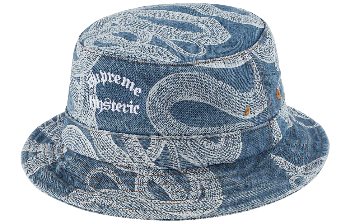 Панама Supreme SS21 Week 4 Snake Denim Crusher (синяя) — фото 3