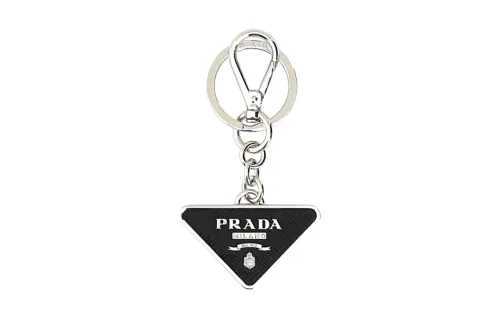 PRADA Triangle Logo Plaque Keyring