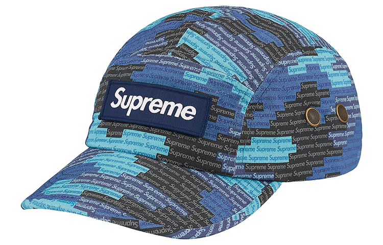 Головной убор Supreme SS21 WEEK 13 Military Camp Cap (черно-зелено-камуфляжный) — фото 4