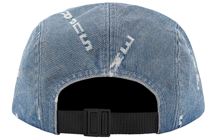 Кепка Supreme FW20 WEEK 6 LOGO STRIPE JACQUARD DENIM CAMP CAP (черная) — фото 2